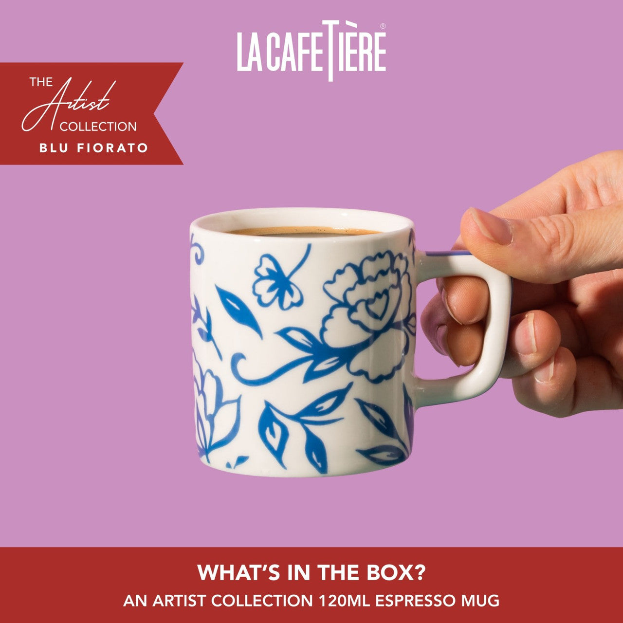Ceșcuță din ceramică pentru espresso La Cafetière, alb albastru, 120 ml