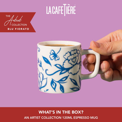 Ceșcuță din ceramică pentru espresso La Cafetière, alb albastru, 120 ml