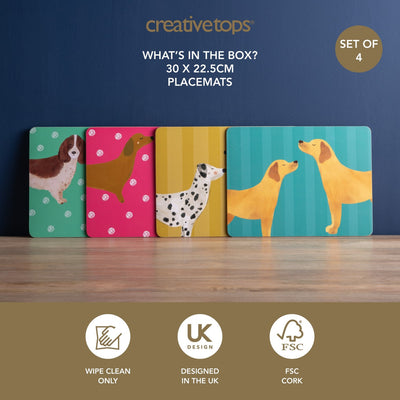 Suporturi de masă Creative Tops Dog Print, set de 4 bucăți, 30 x 22 cm