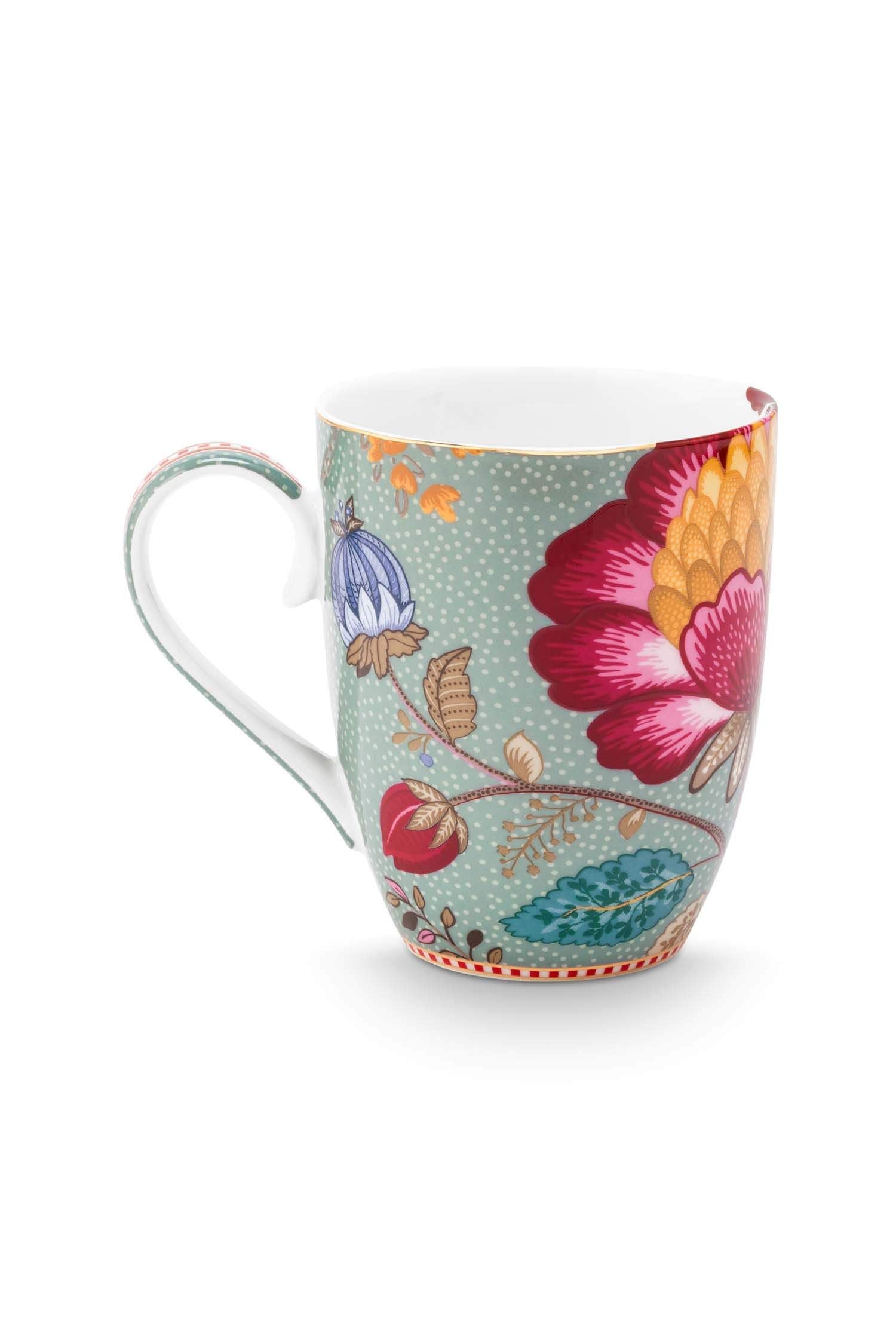 Set 2 căni Blooming Tales, porțelan, albastru, 365ml
