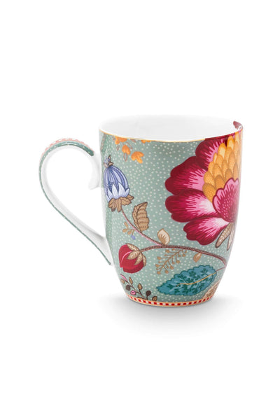 Set 2 căni Blooming Tales, porțelan, albastru, 365ml