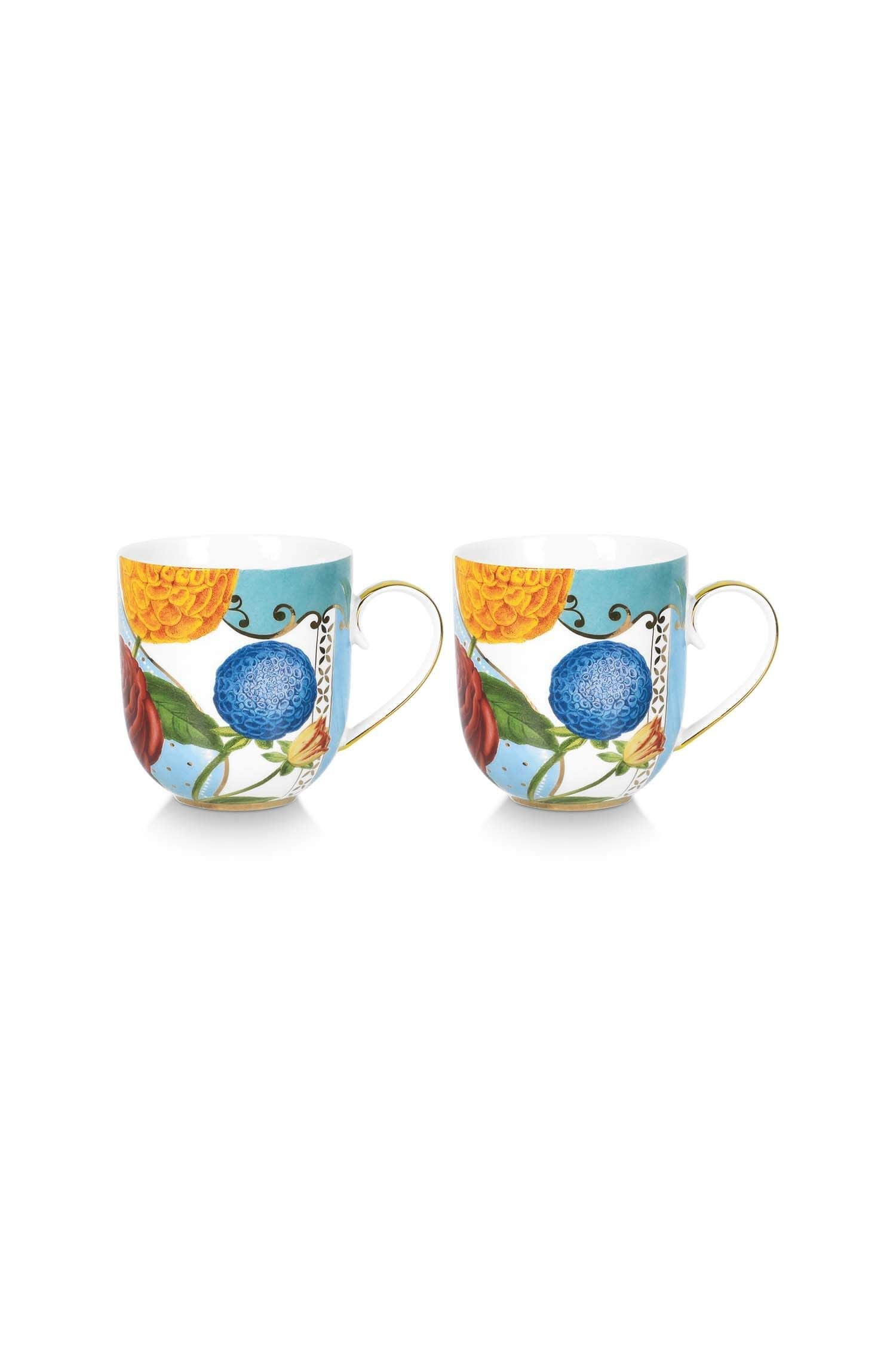 Set 2 căni Pip Studio Royal Yellow, porțelan, 325ml