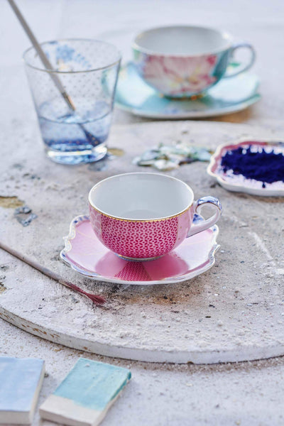 Set 2 cești de espresso cu farfurioare Royal Pink, 125ml