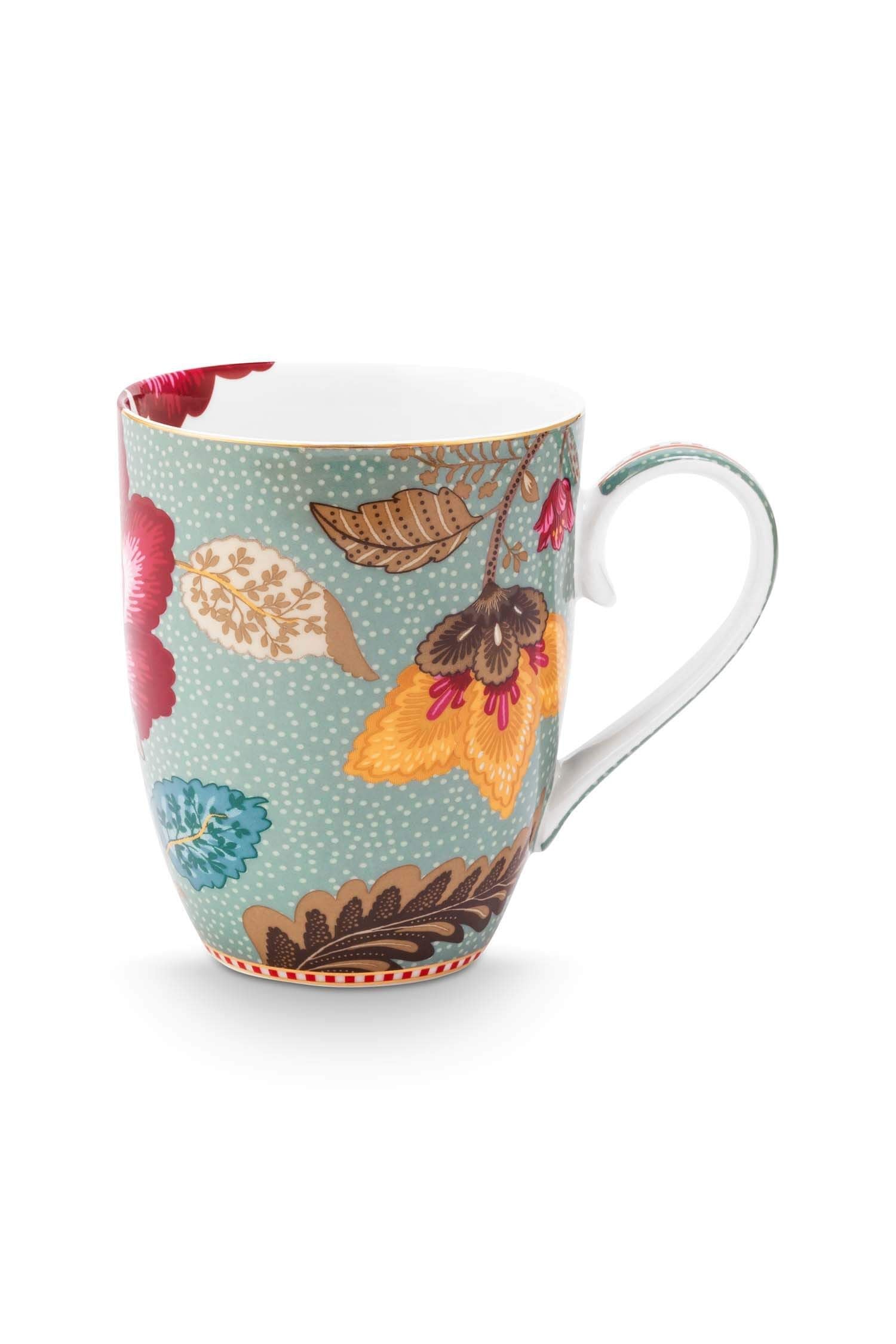 Set 2 căni Blooming Tales, porțelan, albastru, 365ml
