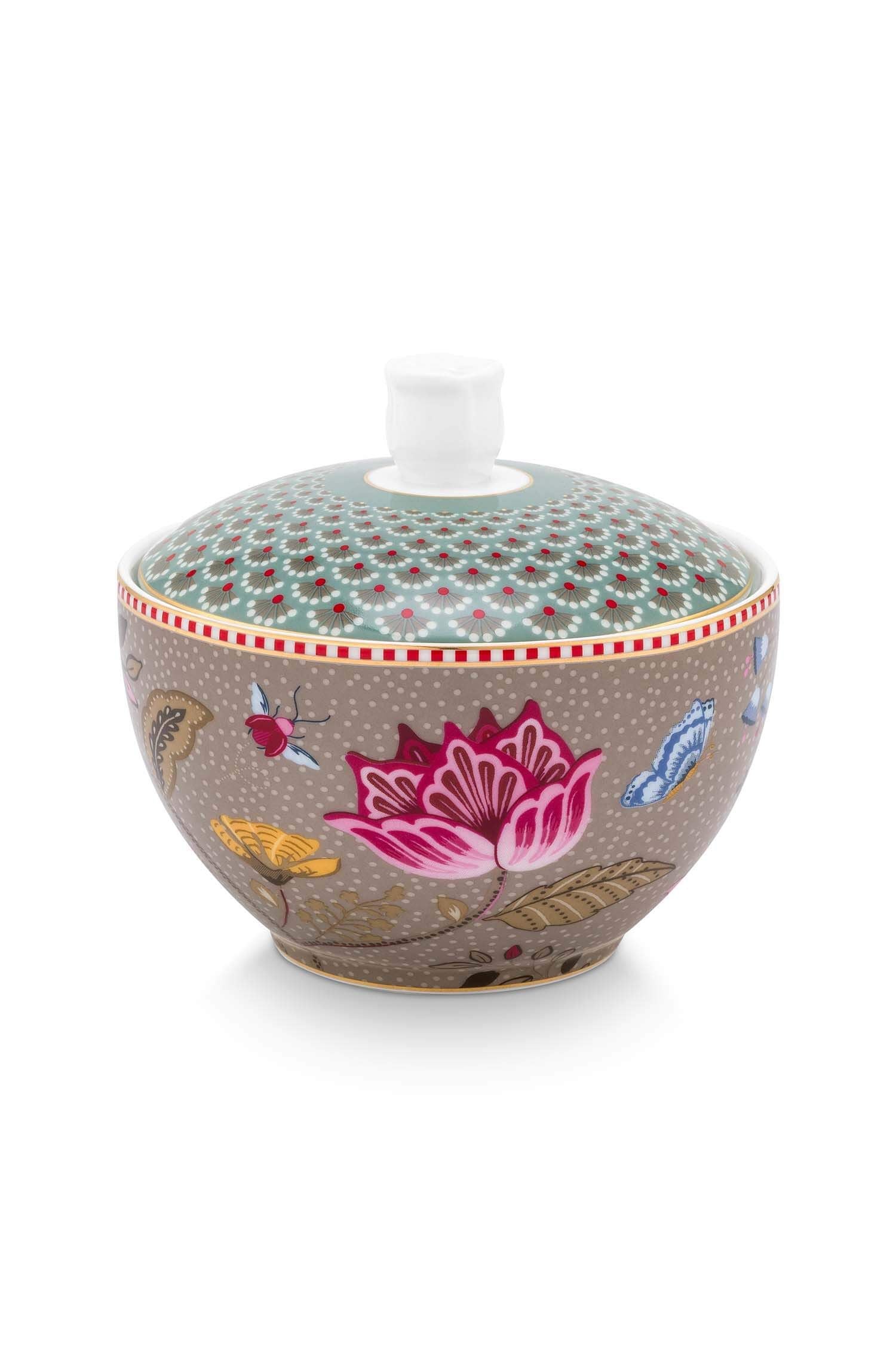 Zaharniță Blooming Tales, porțelan, kaki/albastru, 300ml