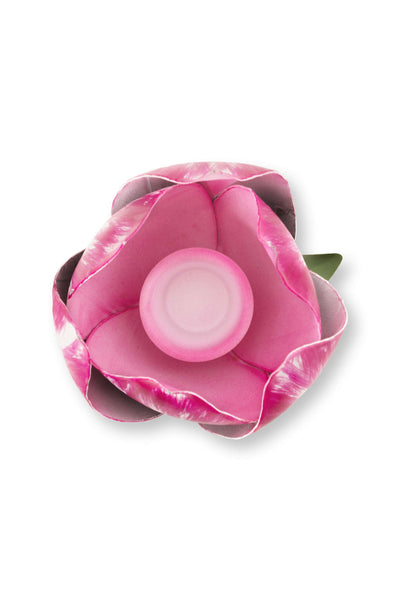 Suport din metal pentru lumânare Tulip, roz, 26cm