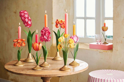Floare decorativă metalică pe suport Pip Studio Deco Flower, roz, 36cm