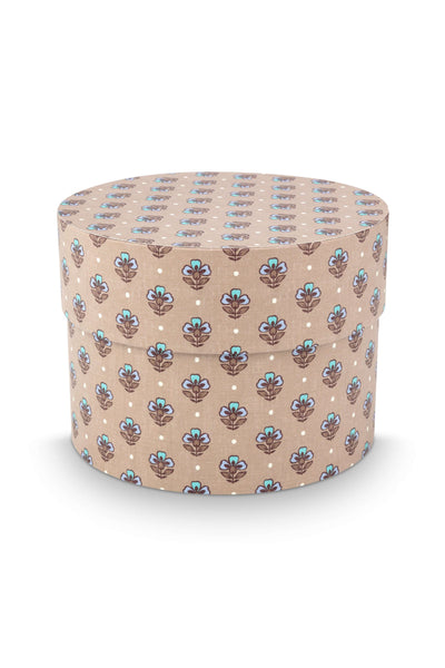 Set 3 cutii rotunde pentru depozitare Blooming Tales, albastru/kaki