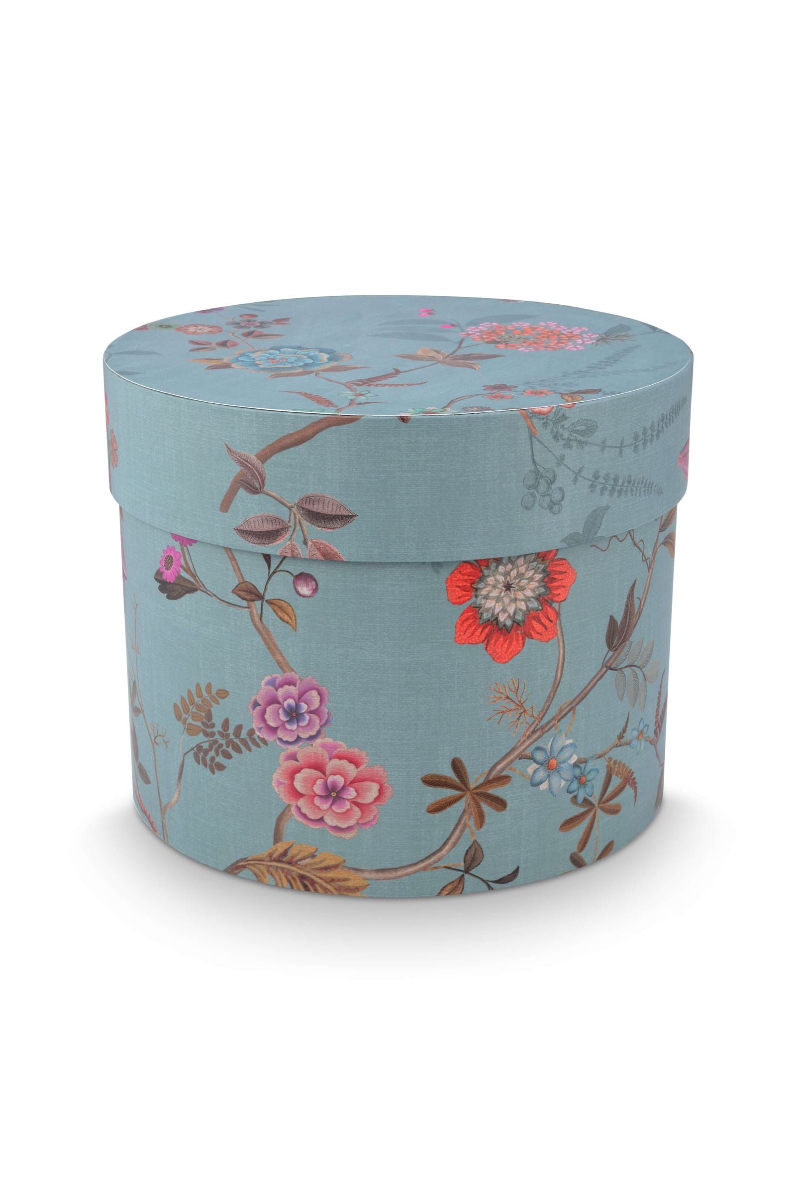 Set 3 cutii rotunde pentru depozitare Blooming Tales, albastru/kaki
