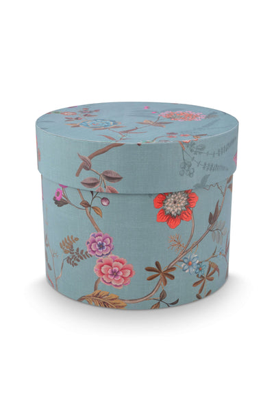 Set 3 cutii rotunde pentru depozitare Blooming Tales, albastru/kaki