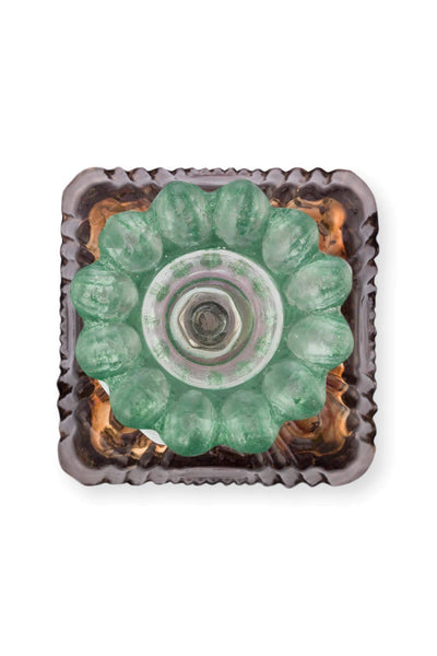 Green Glass Bead Candle Holder 28cm