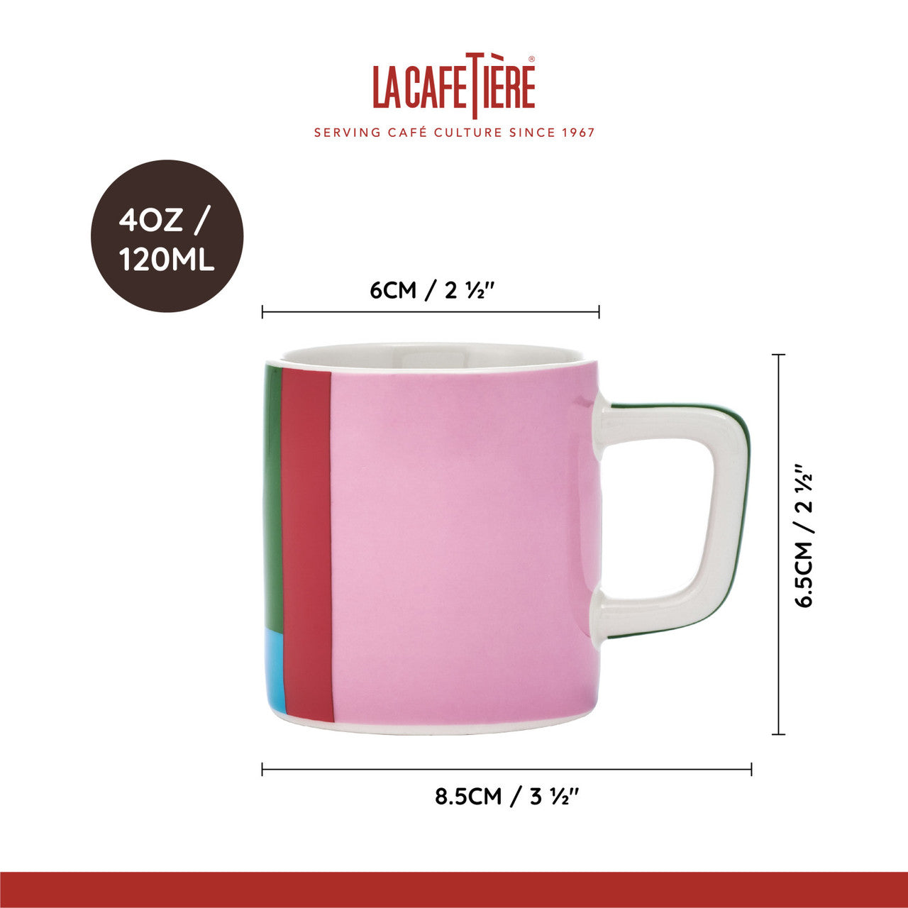 Ceșcuță din ceramică pentru Espresso La Cafetière, roz și roșu, 120 ml