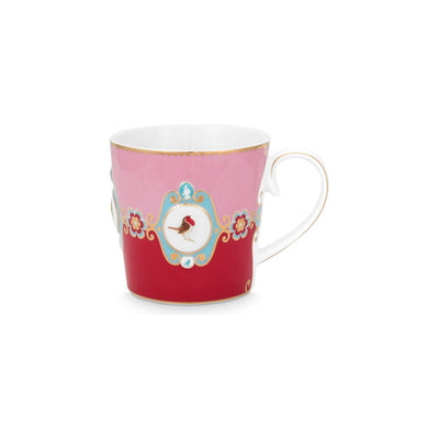 Pip Studio большая кружка Love Birds Medallion, красный и розовый с золотыми деталями