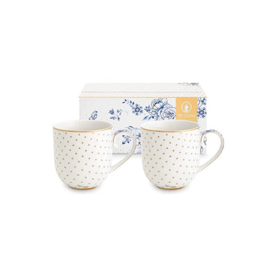 Pip Studio набор из 2 маленьких кружек Royal White, белый с голубым и золотым