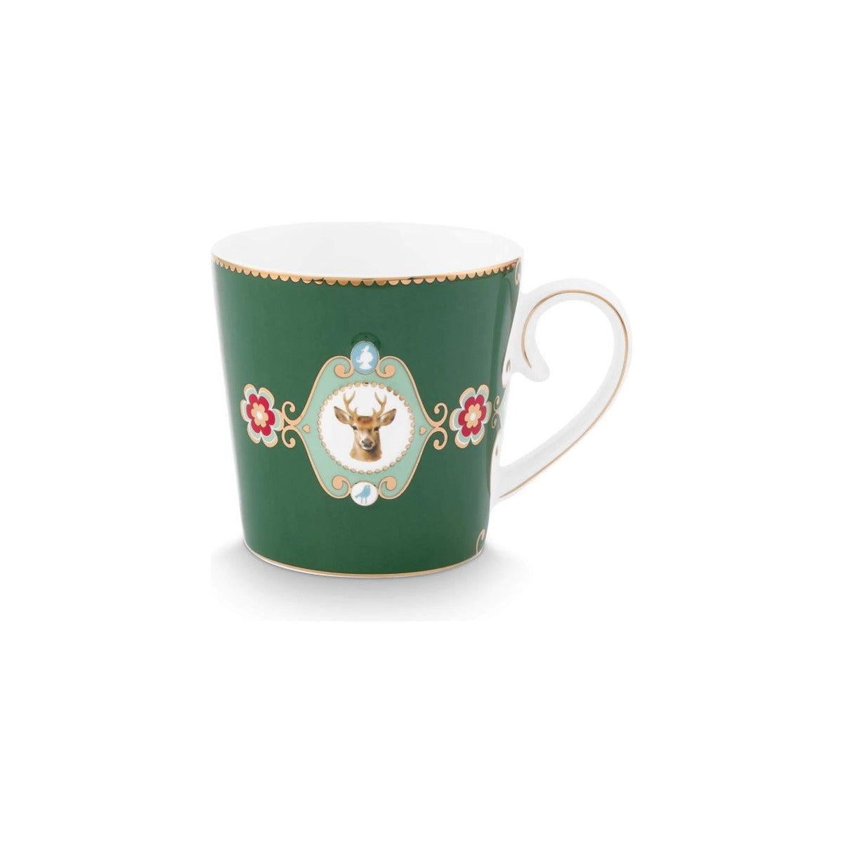 Pip Studio кружка Love Birds Medallion Deer, тёмно-зелёный с золотыми деталями