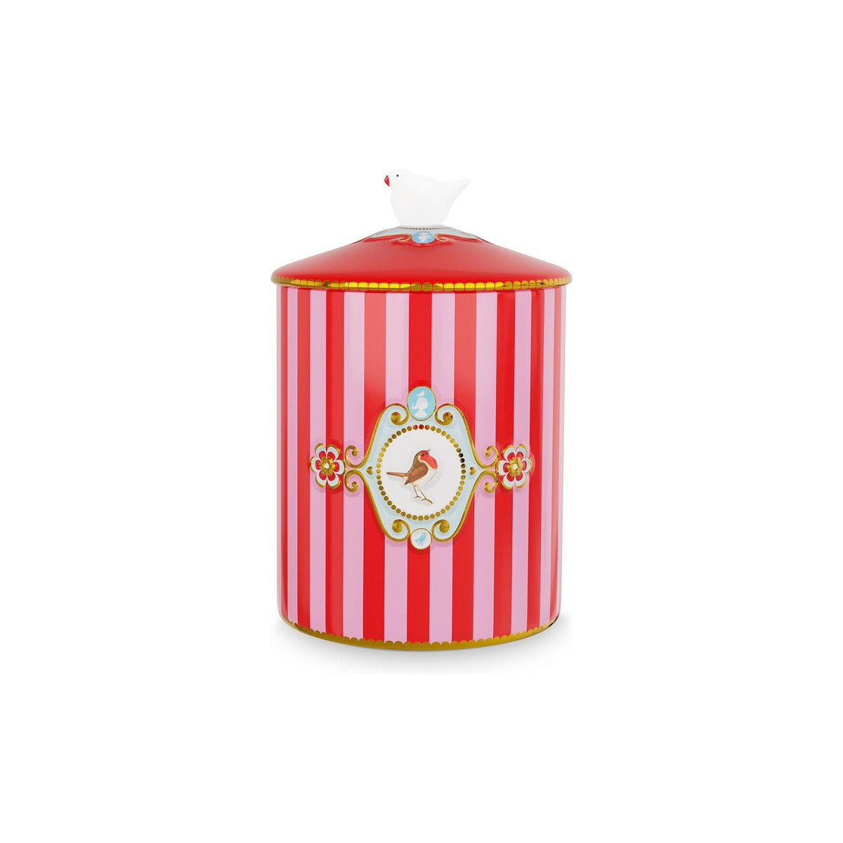 Pip Studio ёмкость для хранения Love Birds Medallion Stripes, красный и розовый с золотыми деталями