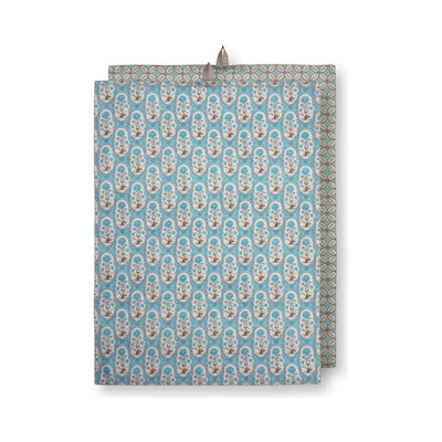 Pip Studio Blooming Tales Bustani-Pashmina set of 2 tea towels, khaki with blue