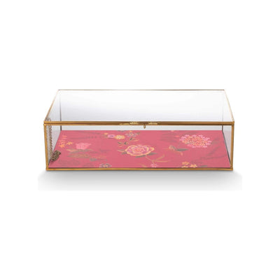 Pip Studio cutie de depozitare Blooming Tales, auriu, cu fundul decorat cu flori roșii