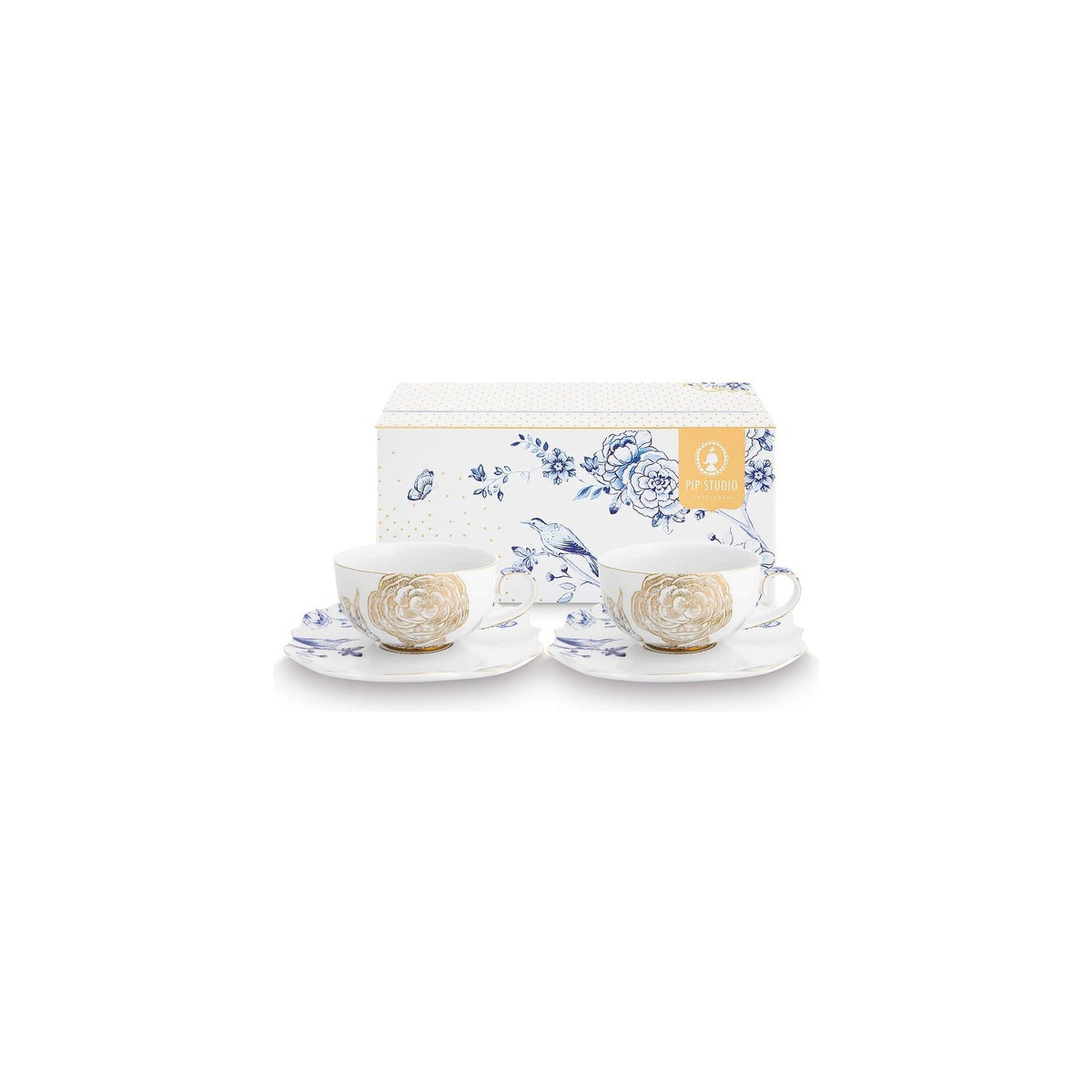 Set 2 cești cu farfurioare Royal White, porțelan