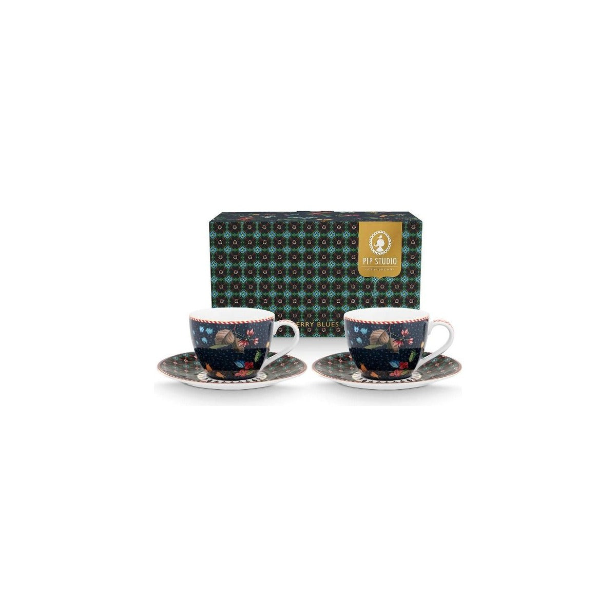 Set 2 cești espresso Berry Blues, porțelan, albastru