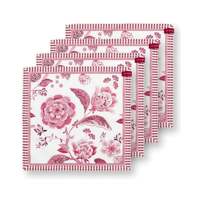 Set/4 Napkins 40x40cm Royal Regal Flower Red