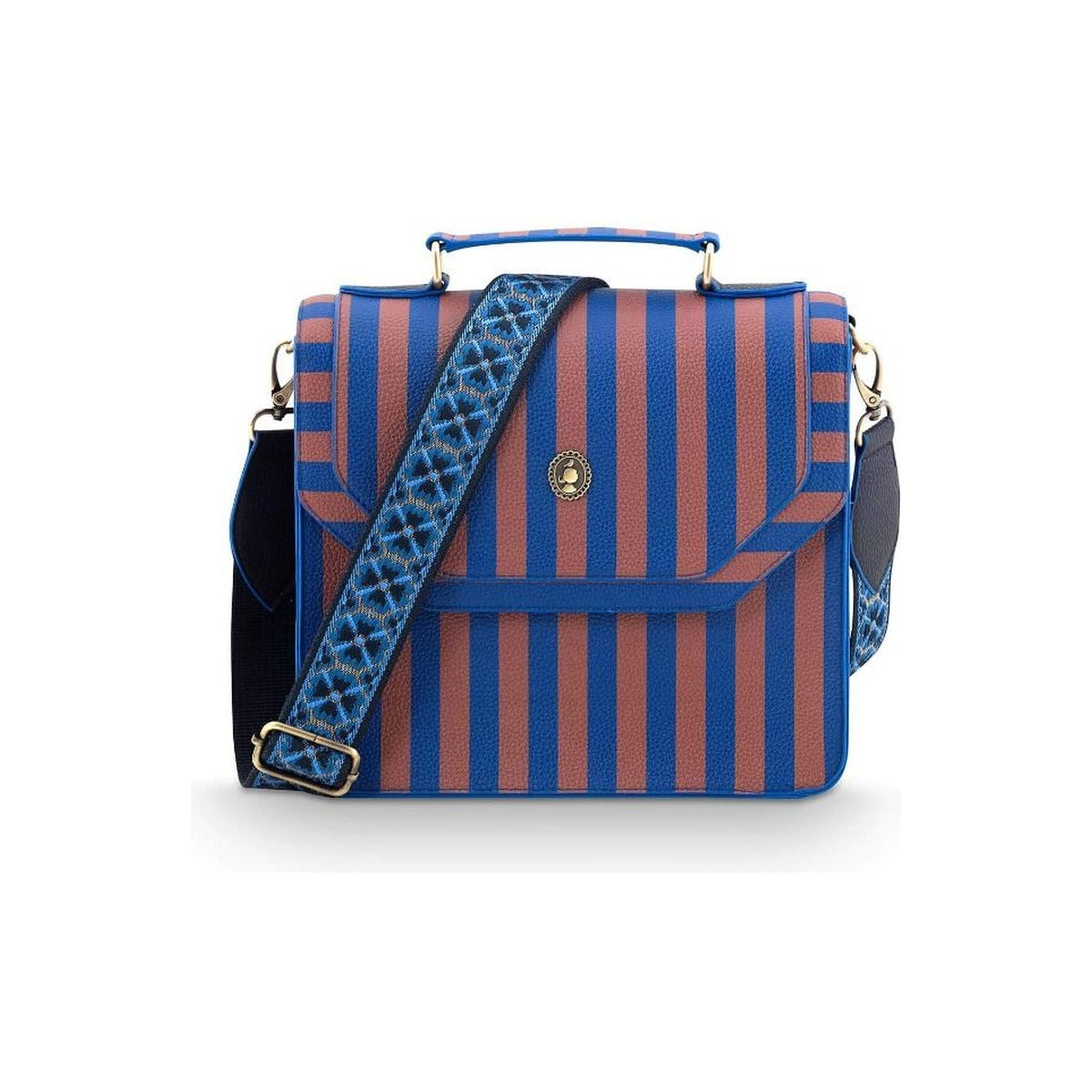 Frances Cross Body Bag Medium Stripe Blue