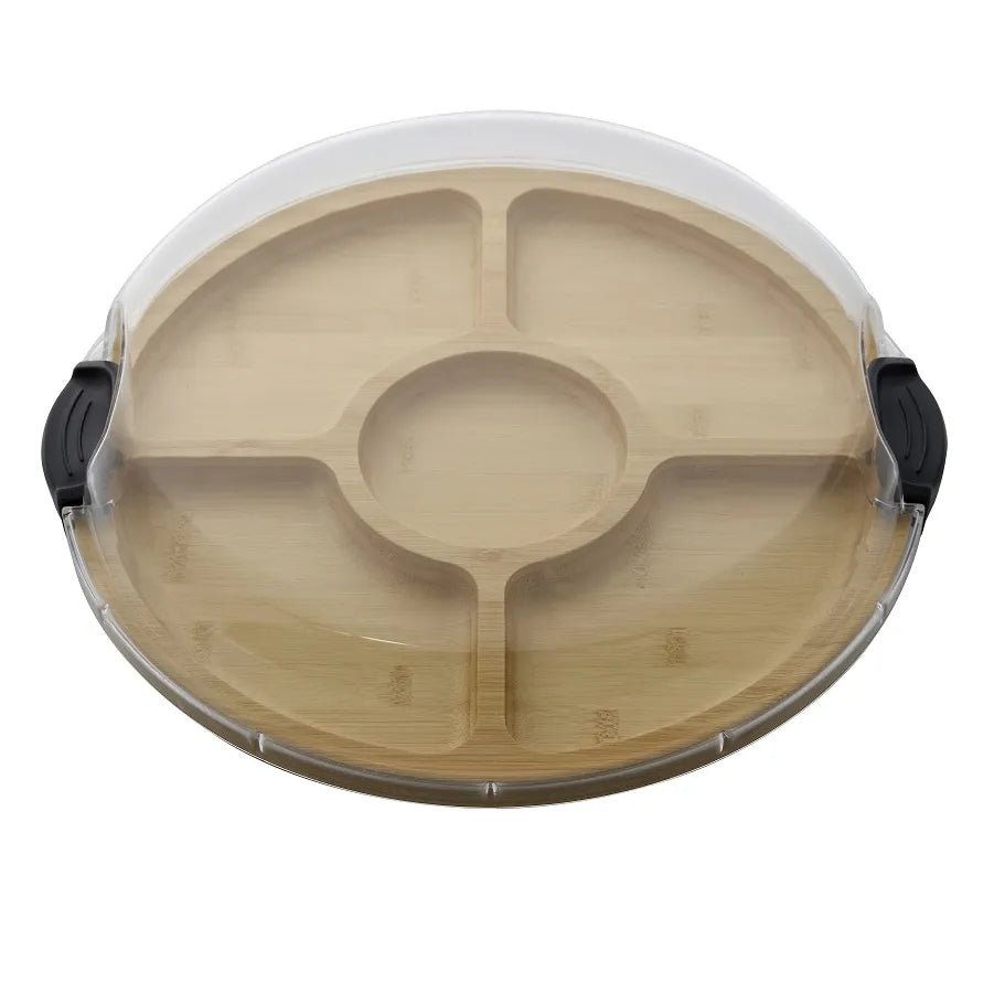 Platou de servire 35,5cm bambus cu capac Kitchen Craft - Eclair.md