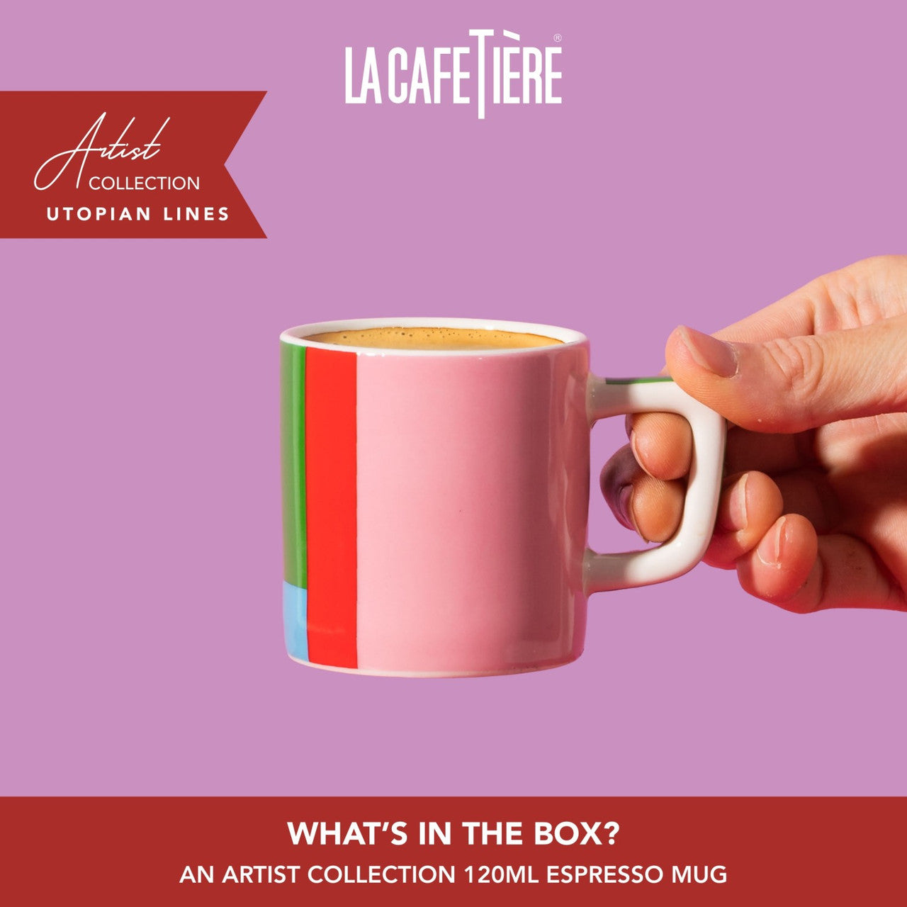 Ceșcuță din ceramică pentru Espresso La Cafetière, roz și roșu, 120 ml
