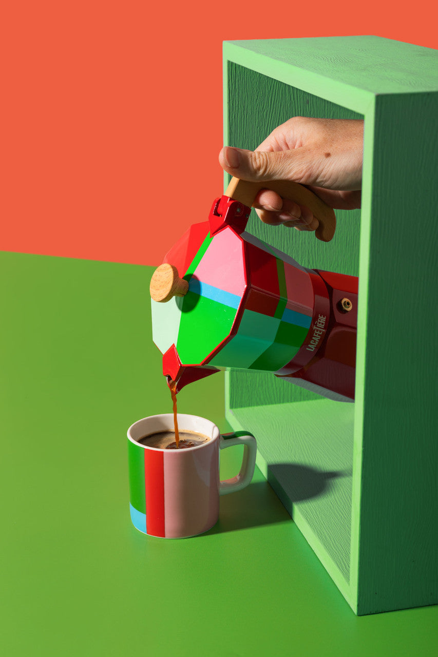 Ceșcuță din ceramică pentru Espresso La Cafetière, roz și roșu, 120 ml