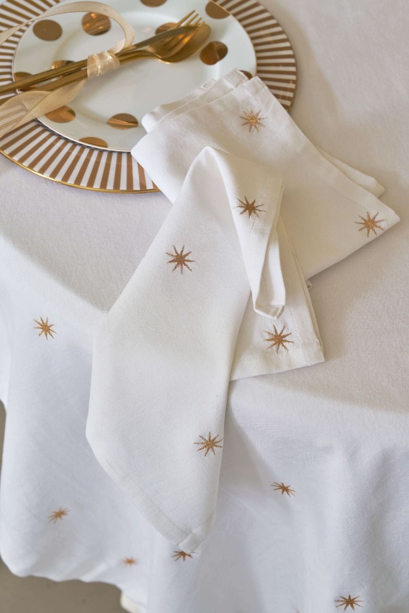 Set 2 servetele 40x40cm Embroidery Stars Gold - Eclair.md