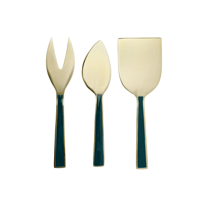 Set 3 cutite pentru branzeturi verde - auriu - Eclair.md