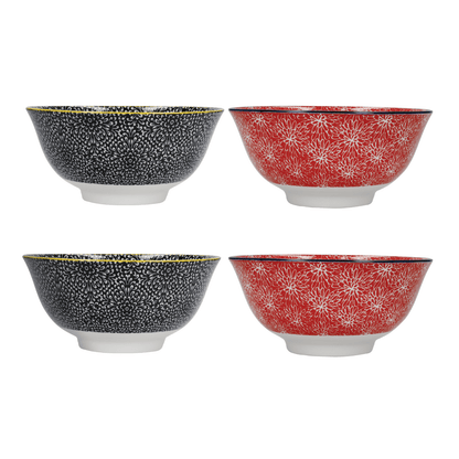 Set 4 boluri 15cm Red and Black - Eclair.md