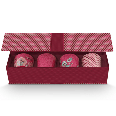 Set 4 cani fara maner 230ml Flower Festival roz inchis - Eclair.md