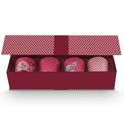 Set 4 cani fara maner 230ml Flower Festival roz inchis - Eclair.md