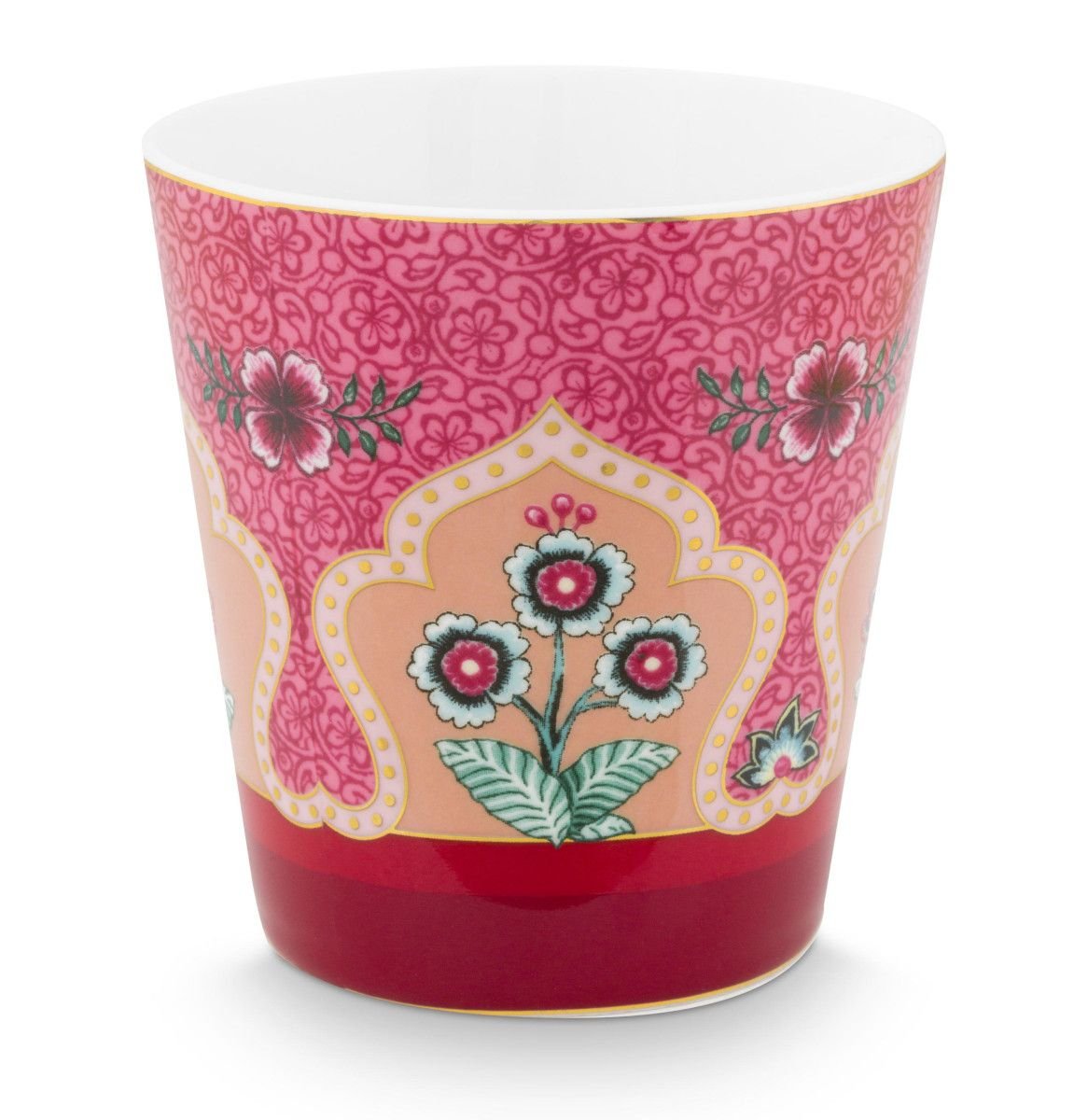 Set 4 cani fara maner 230ml Flower Festival roz inchis - Eclair.md