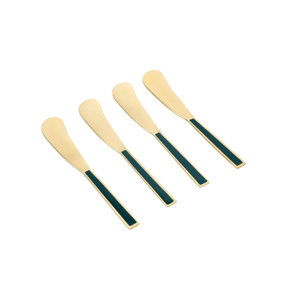 Set 4 cutite pentru unt verde - auriu - Eclair.md