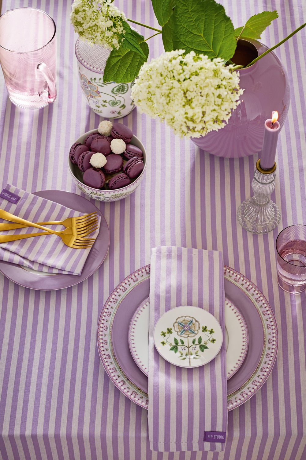 Set 4 servetele 40x40cm Stripes liliac - Eclair.md