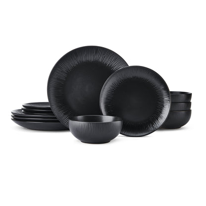 Set vesela 12 piese Jardin Midnight negru - Eclair.md