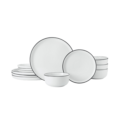 Set vesela 12 piese Limestone Porcelain Alb - Eclair.md