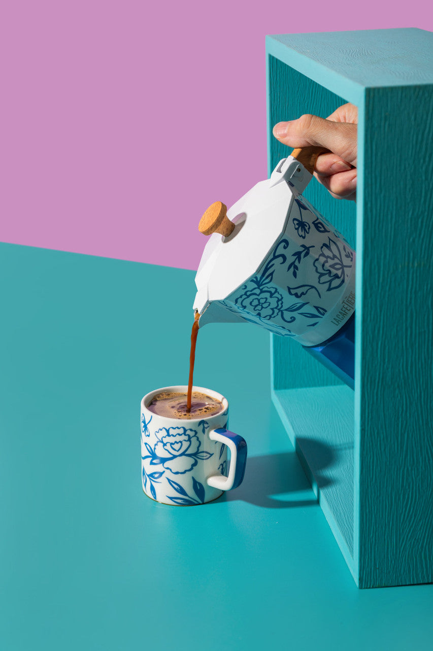 Ceșcuță din ceramică pentru espresso La Cafetière, alb albastru, 120 ml