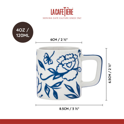 Ceșcuță din ceramică pentru espresso La Cafetière, alb albastru, 120 ml