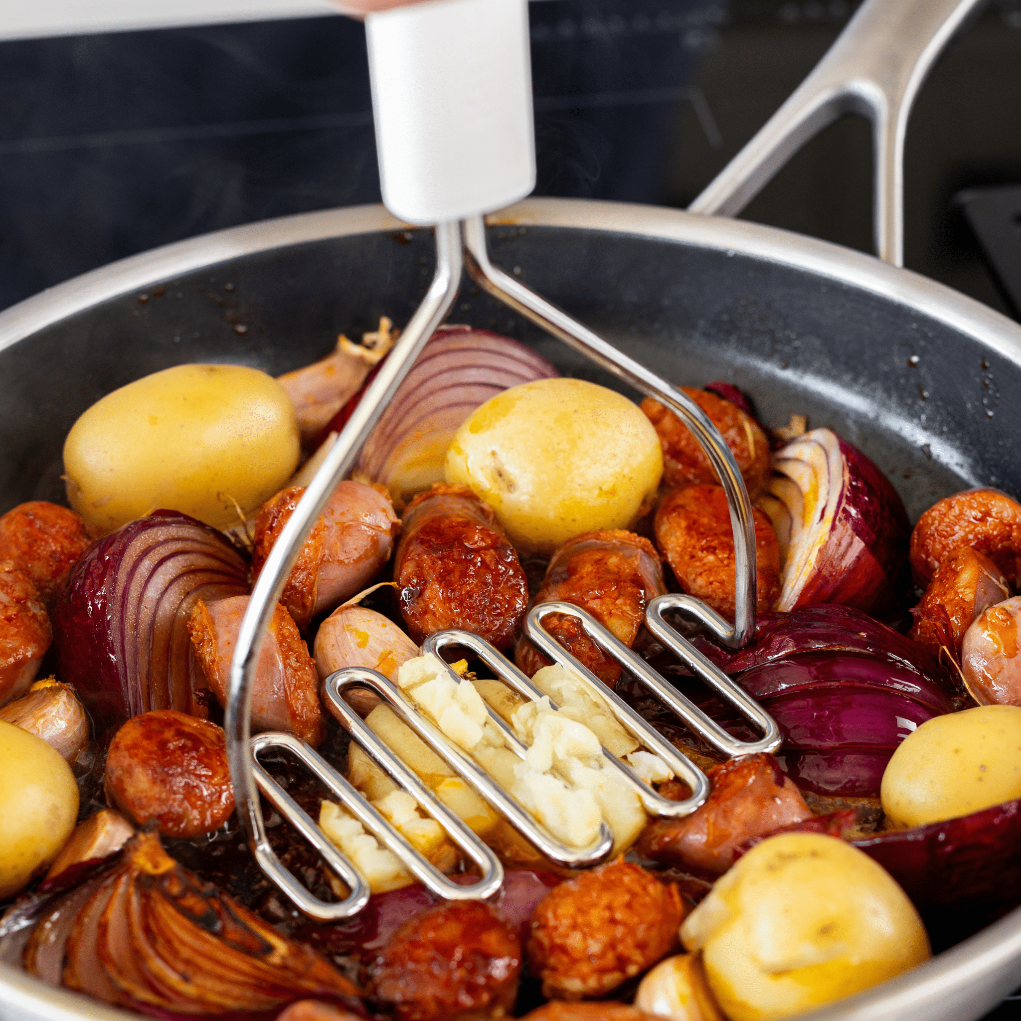 Zdrobitor de cartofi din otel inoxidabil alb portelan - Eclair.md