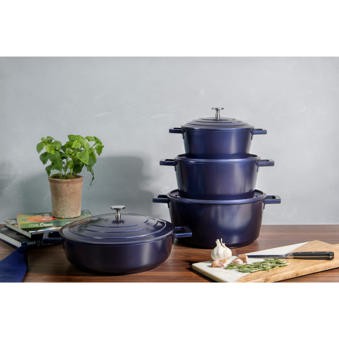 Castron 4L Shallow Casserole Cast Aluminium Blue