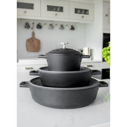 Castron 5L Shallow Cast Aluminium Negru