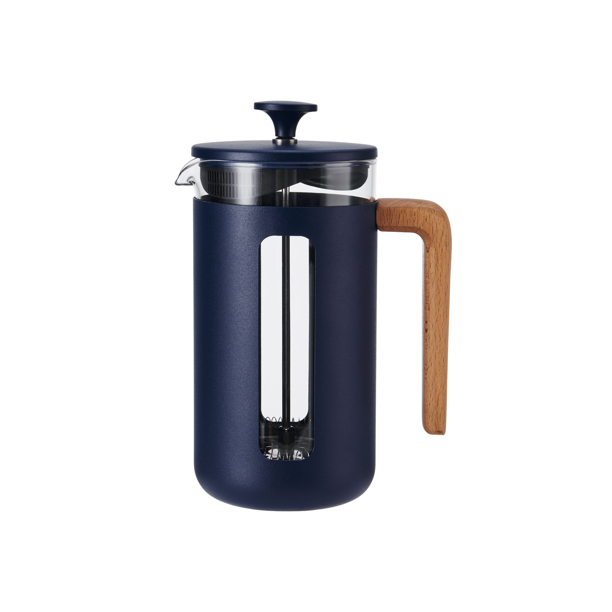 Cafetiera Pisa albastru marin cu maner de lemn 1000ml - Eclair.md