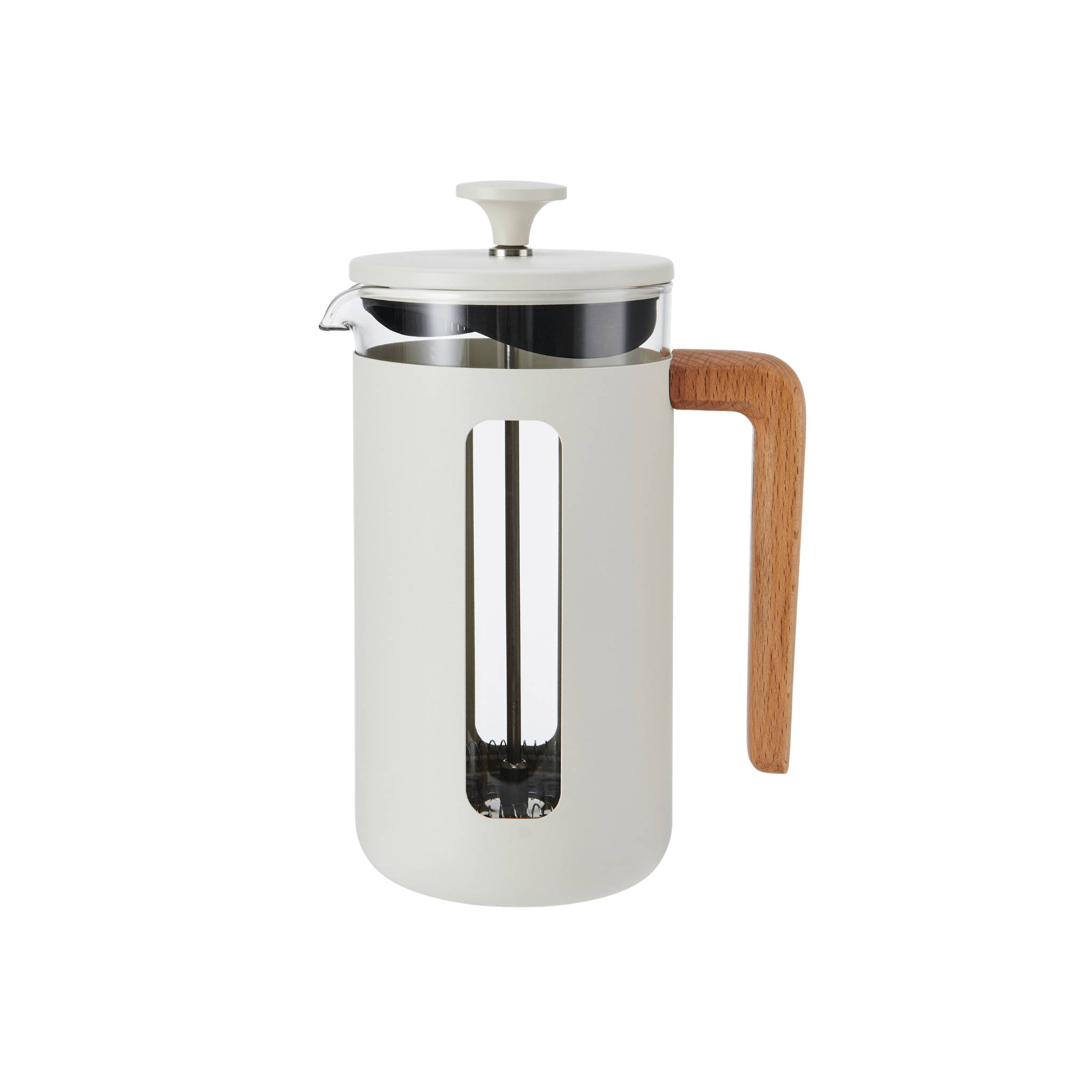 Cafetiera Pisa crem cu maner de lemn 1000ml - Eclair.md