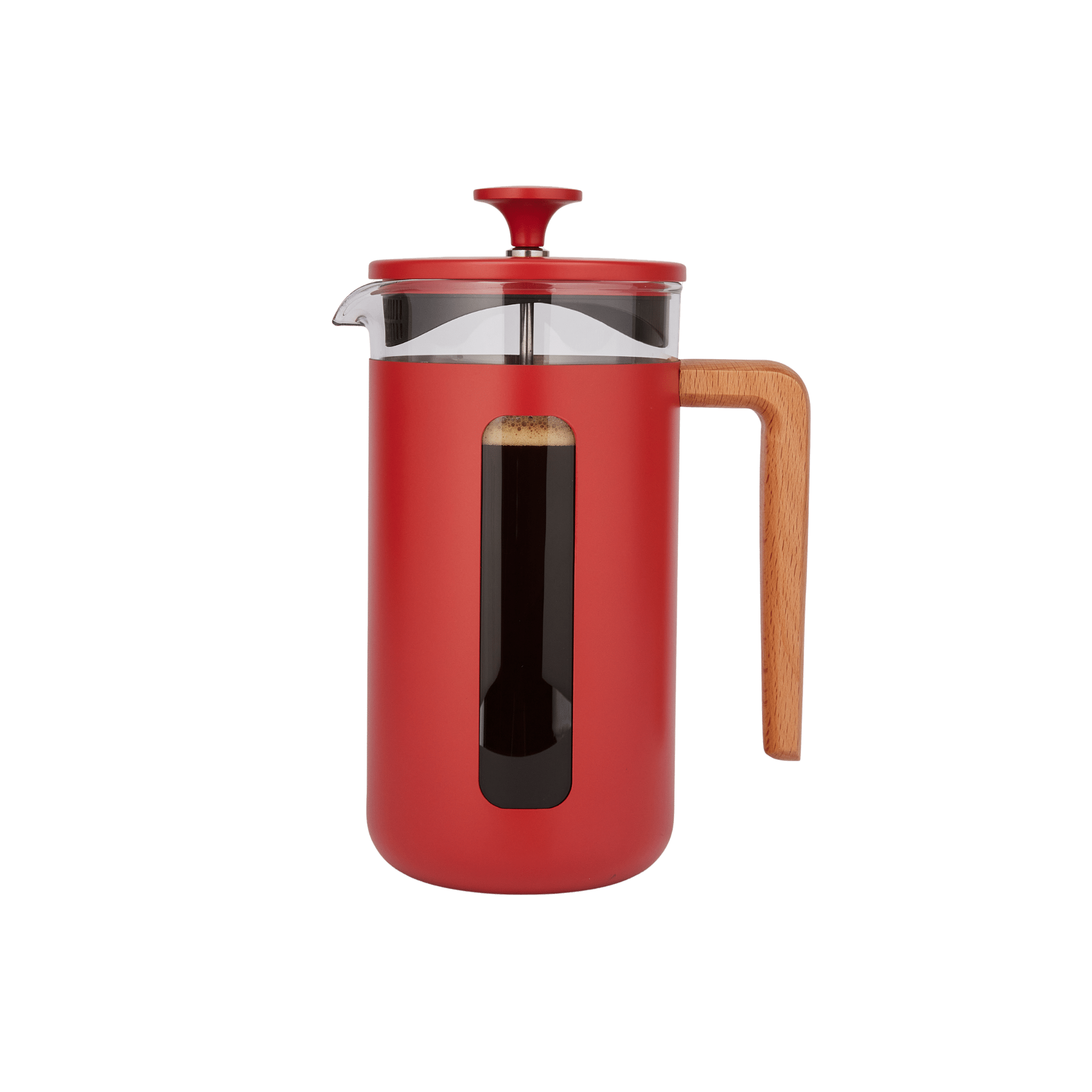 Cafetiera Pisa rosu cu maner de lemn 1000ml - Eclair.md