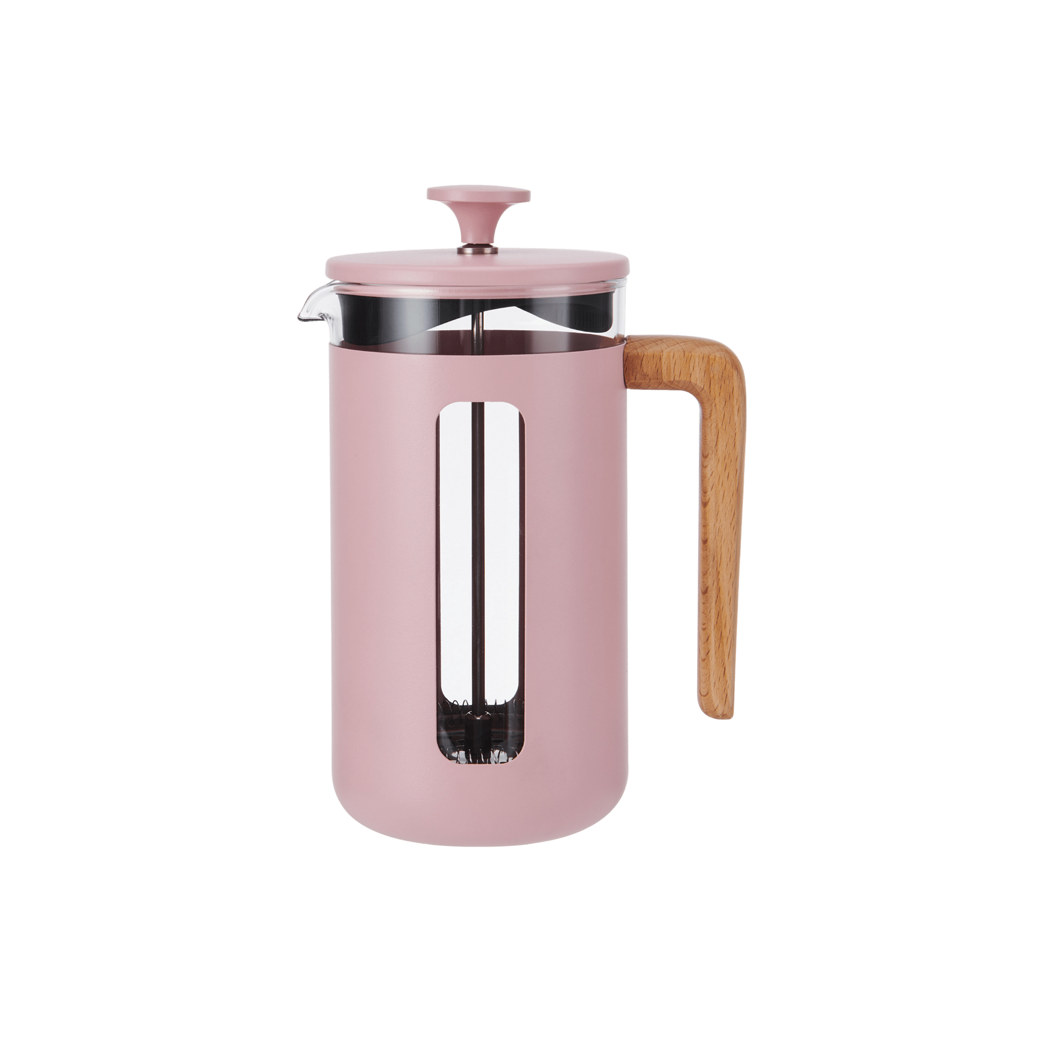 Cafetiera Pisa roz cu maner de lemn 1000ml - Eclair.md