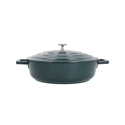 Castron 4L Shallow Casserole Cast Aluminium Hunter Green - Eclair.md