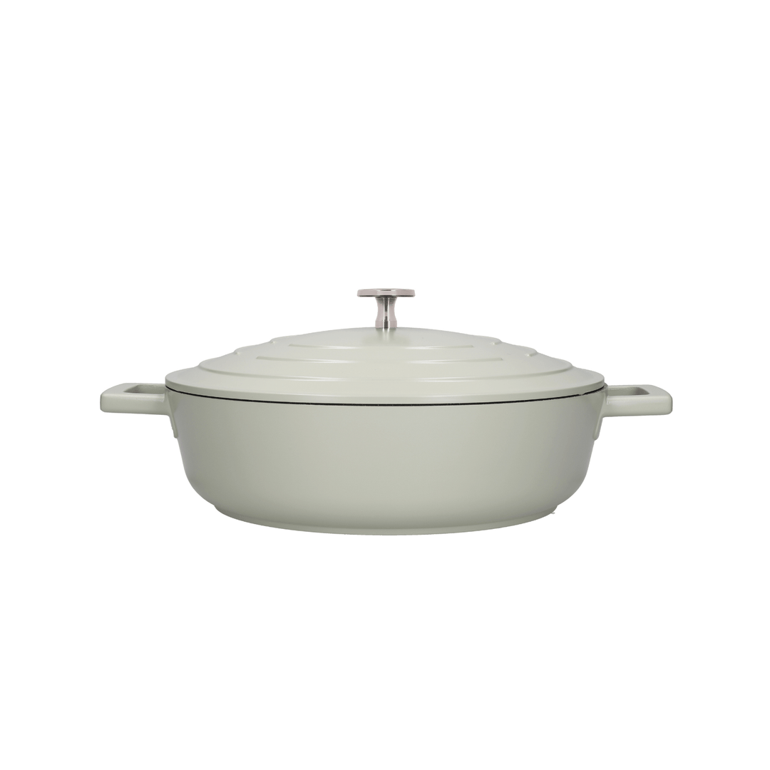 Castron 4L Shallow Casserole Cast Aluminium Mint Green - Eclair.md